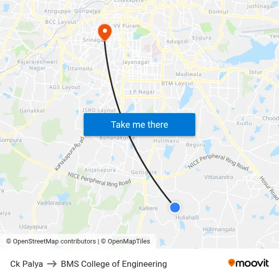 Ck Palya to BMS College of Engineering map