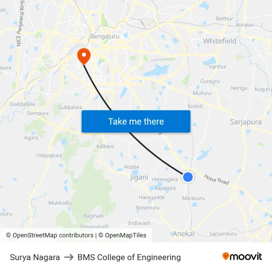 Surya Nagara to BMS College of Engineering map