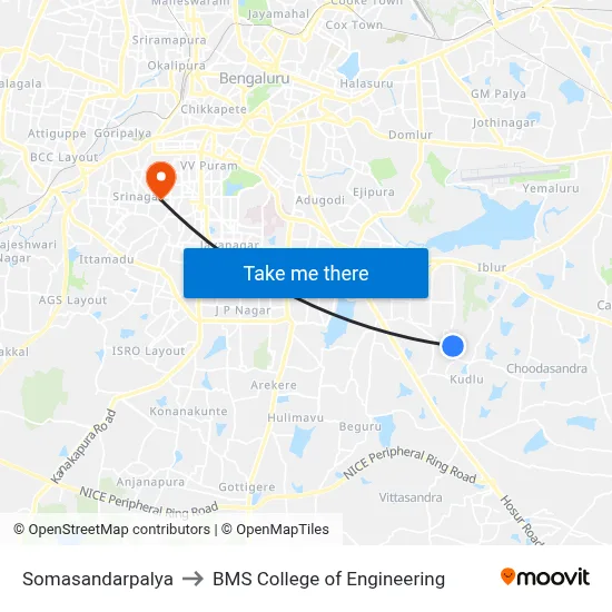 Somasandarpalya to BMS College of Engineering map