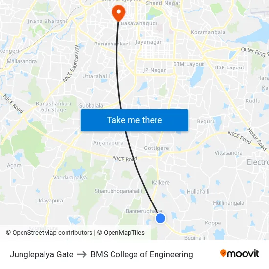 Junglepalya Gate to BMS College of Engineering map