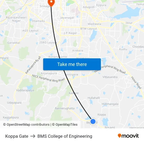Koppa Gate to BMS College of Engineering map