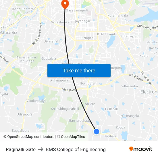 Ragihalli Gate to BMS College of Engineering map