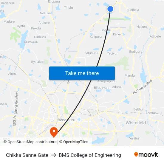 Chikka Sanne Gate to BMS College of Engineering map
