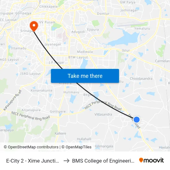 E-City 2 - Xime Junction to BMS College of Engineering map
