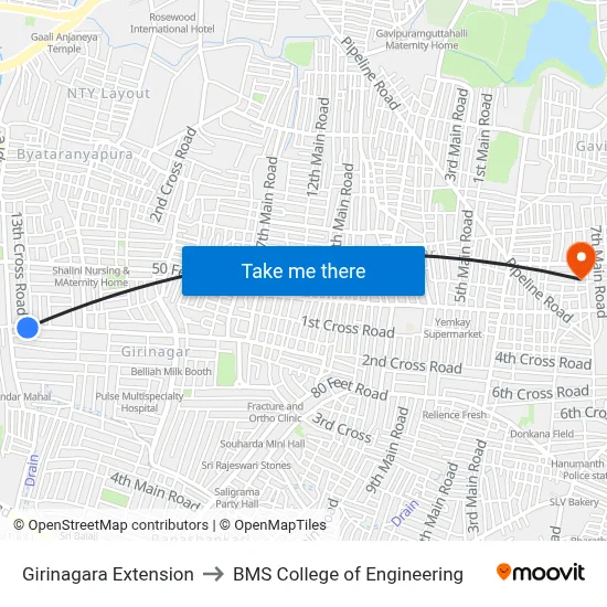Girinagara Extension to BMS College of Engineering map