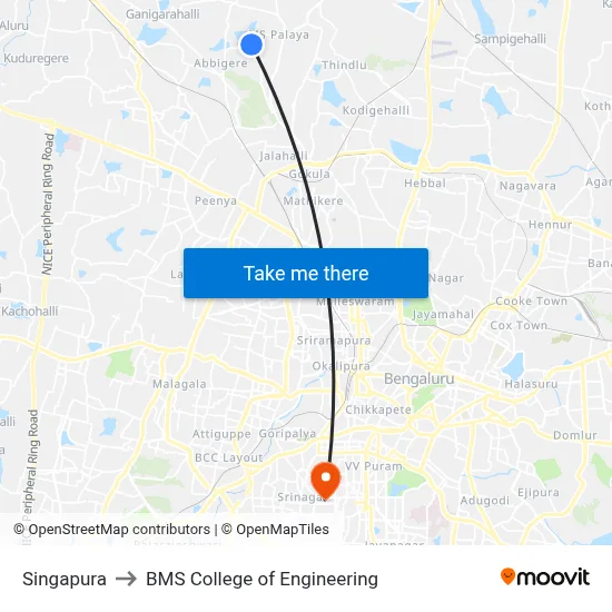 Singapura to BMS College of Engineering map