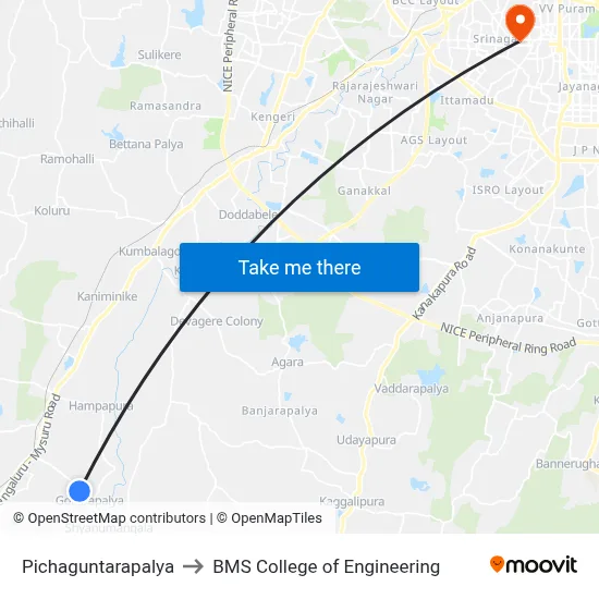 Pichaguntarapalya to BMS College of Engineering map