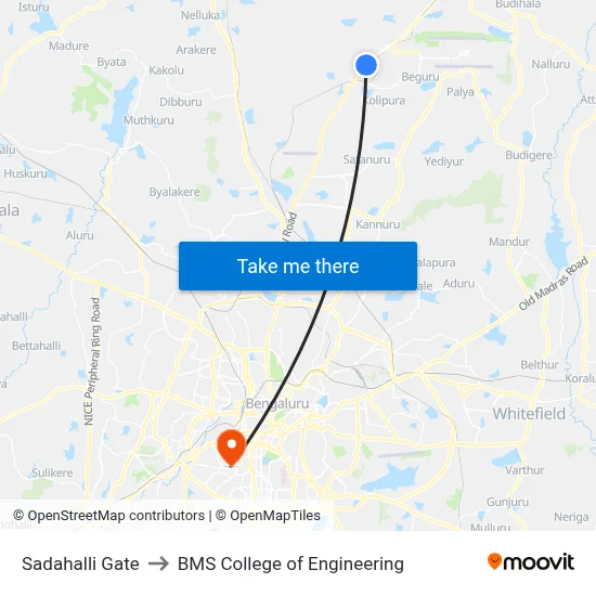 Sadahalli Gate to BMS College of Engineering map