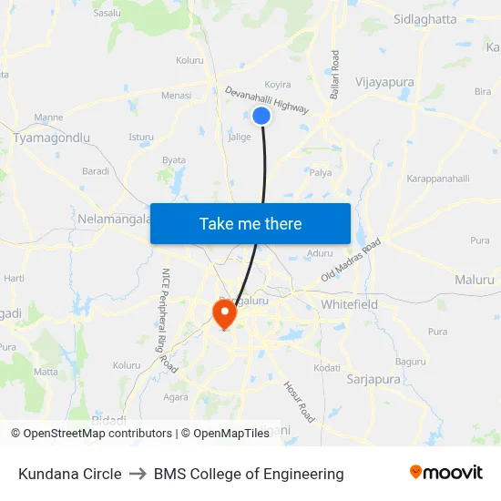 Kundana Circle to BMS College of Engineering map