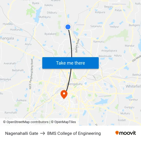 Nagenahalli Gate to BMS College of Engineering map