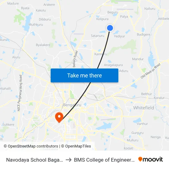 Navodaya School Bagalur to BMS College of Engineering map