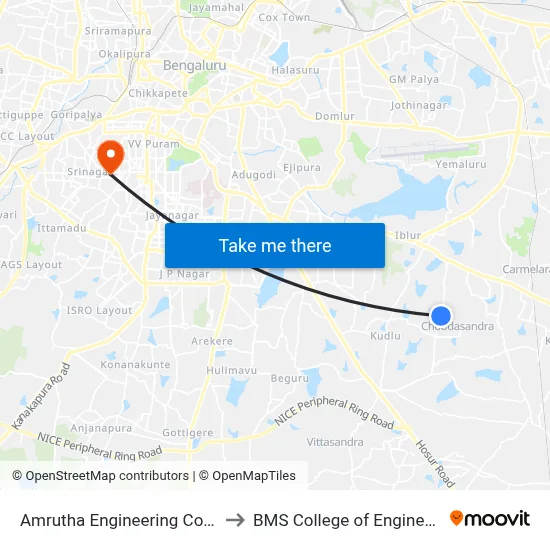 Amrutha Engineering College to BMS College of Engineering map