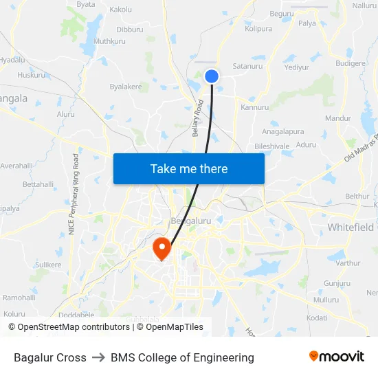Bagalur Cross to BMS College of Engineering map