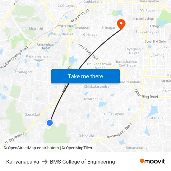 Kariyanapalya to BMS College of Engineering map