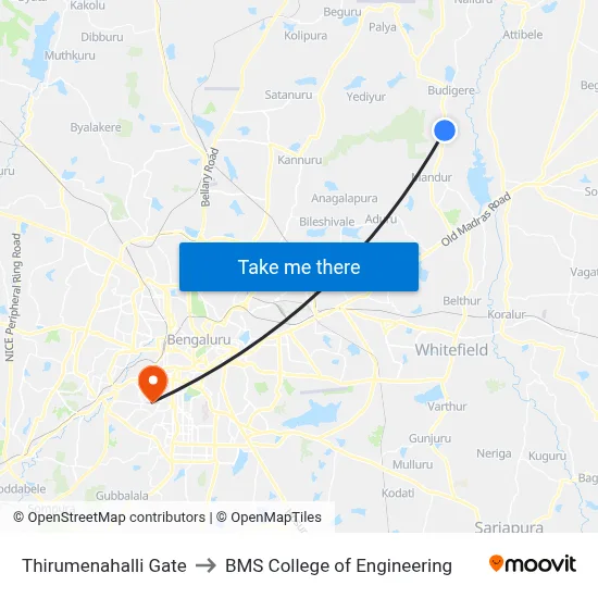 Thirumenahalli Gate to BMS College of Engineering map