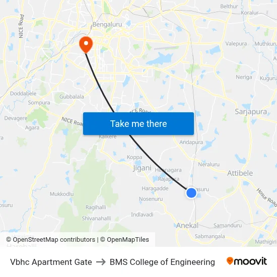 Vbhc Apartment Gate to BMS College of Engineering map