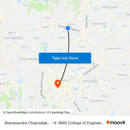 Beerasandra Chapradakallu to BMS College of Engineering map