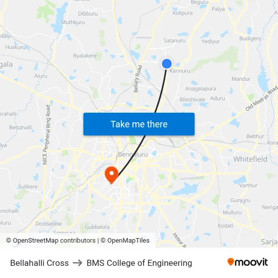 Bellahalli Cross to BMS College of Engineering map