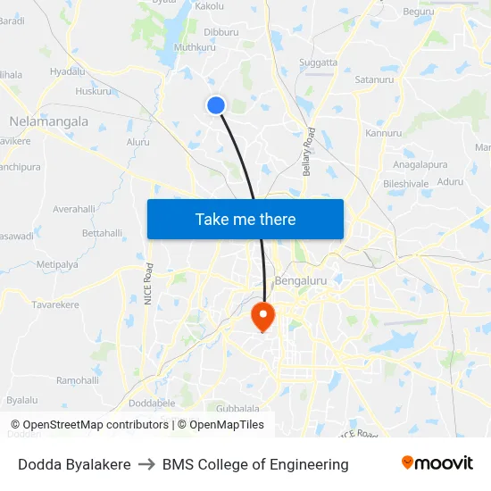 Dodda Byalakere to BMS College of Engineering map