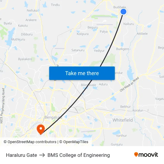 Haraluru Gate to BMS College of Engineering map