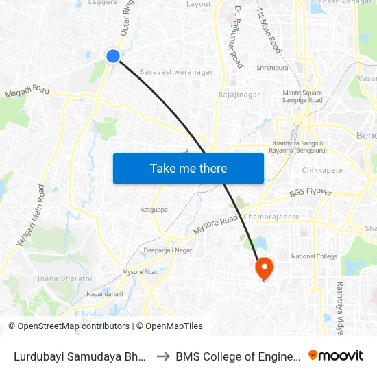 Lurdubayi Samudaya Bhavana to BMS College of Engineering map