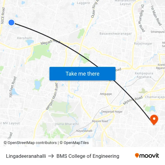 Lingadeeranahalli to BMS College of Engineering map