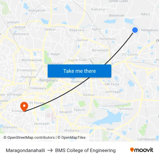 Maragondanahalli to BMS College of Engineering map