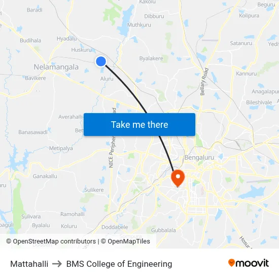 Mattahalli to BMS College of Engineering map