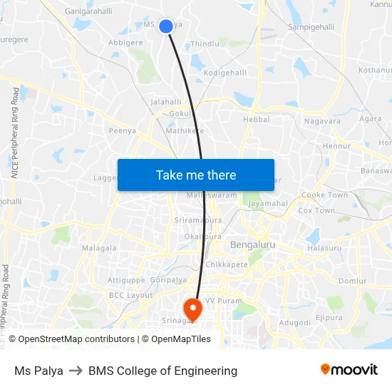 Ms Palya to BMS College of Engineering map