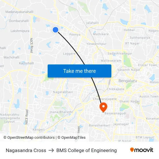 Nagasandra Cross to BMS College of Engineering map