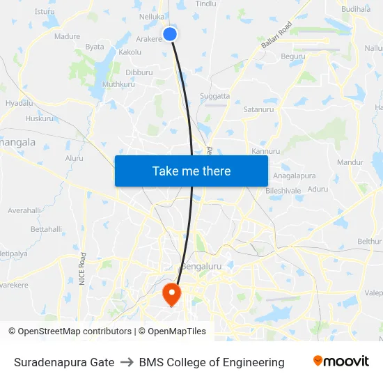 Suradenapura Gate to BMS College of Engineering map