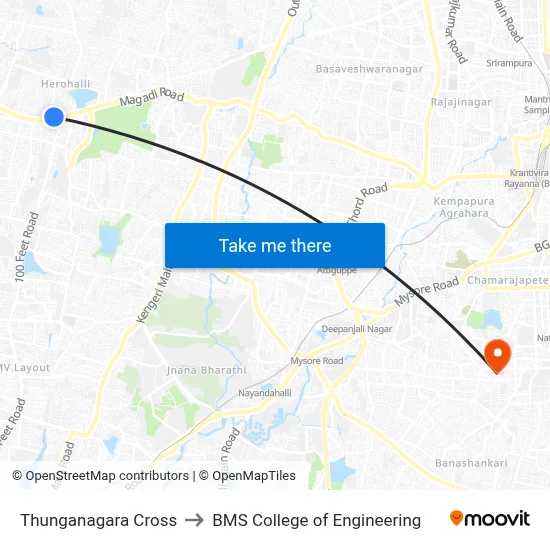 Thunganagara Cross to BMS College of Engineering map