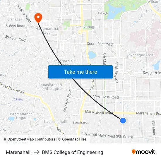 Marenahalli to BMS College of Engineering map
