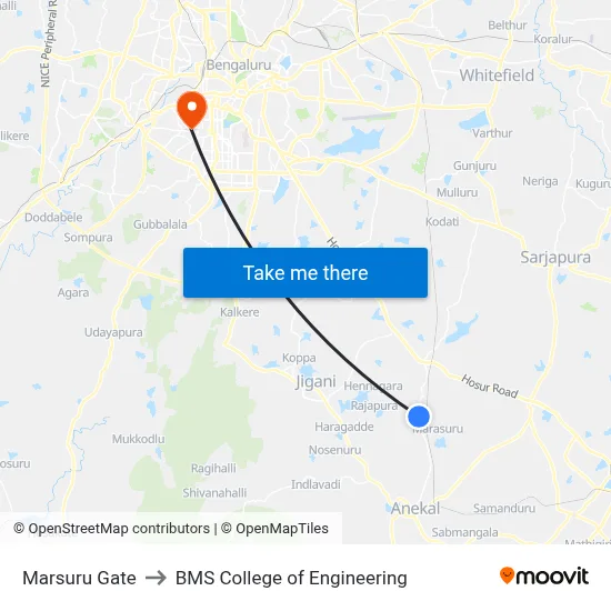 Marsuru Gate to BMS College of Engineering map
