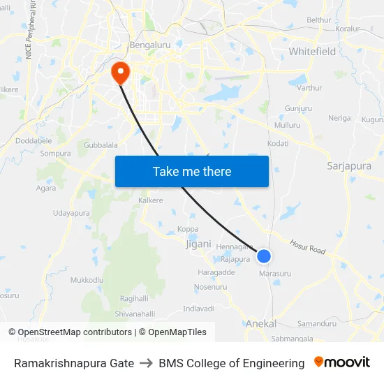 Ramakrishnapura Gate to BMS College of Engineering map