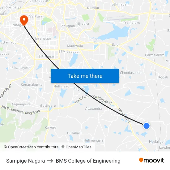 Sampige Nagara to BMS College of Engineering map