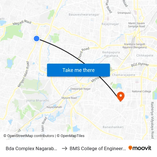 Bda Complex Nagarabhavi to BMS College of Engineering map