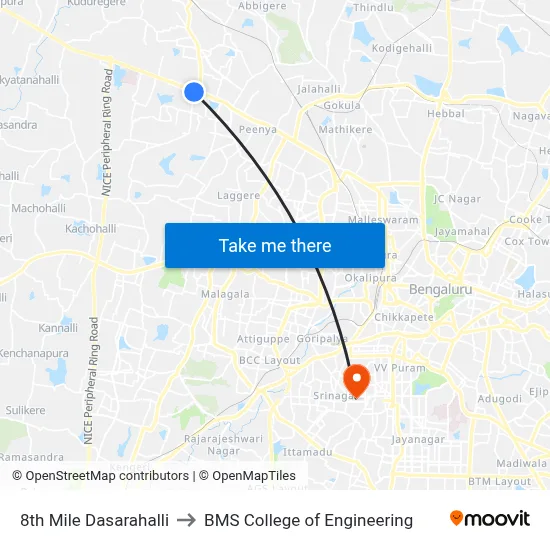 8th Mile Dasarahalli to BMS College of Engineering map
