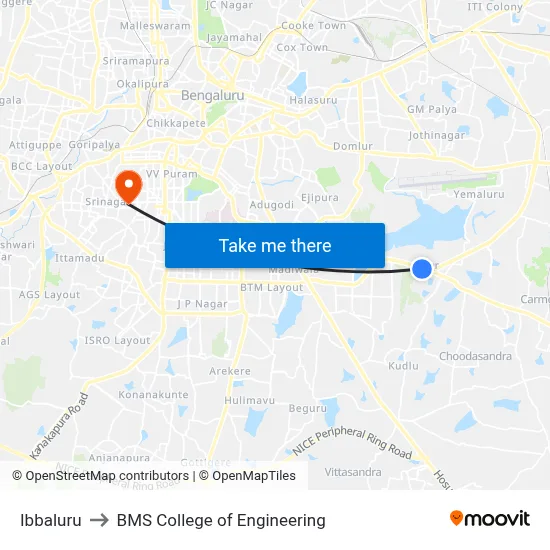 Ibbaluru to BMS College of Engineering map