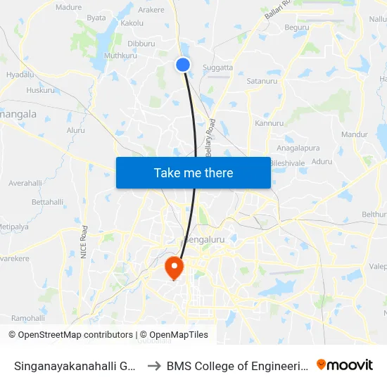 Singanayakanahalli Gate to BMS College of Engineering map