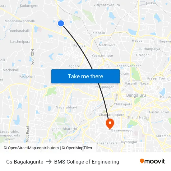 Cs-Bagalagunte to BMS College of Engineering map