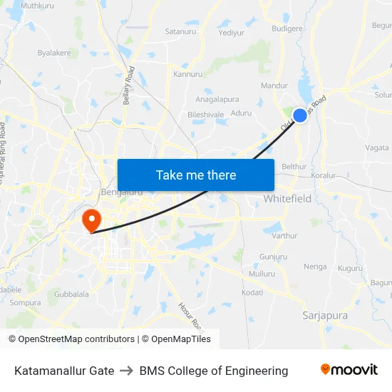 Katamanallur Gate to BMS College of Engineering map