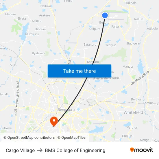 Cargo Village to BMS College of Engineering map