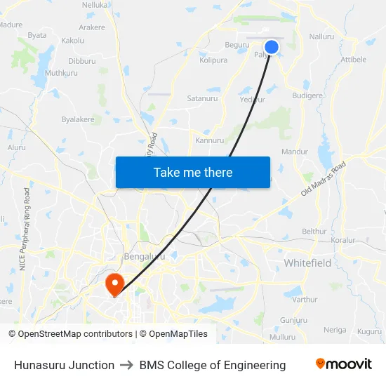 Hunasuru Junction to BMS College of Engineering map