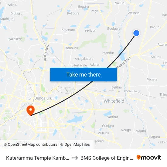 Kateramma Temple Kambalipura to BMS College of Engineering map