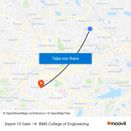 Depot-10 Gate to BMS College of Engineering map