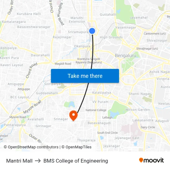 Mantri Mall to BMS College of Engineering map