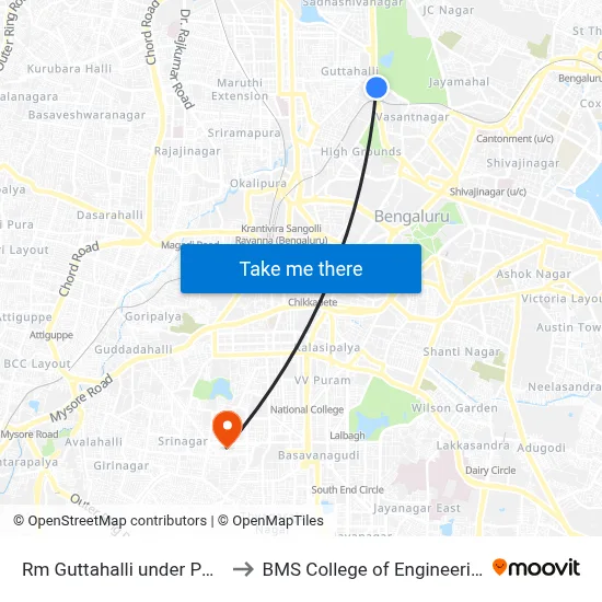 Rm Guttahalli under Pass to BMS College of Engineering map