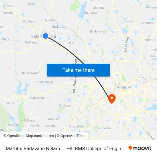 Maruthi Badavane Nelamangala to BMS College of Engineering map
