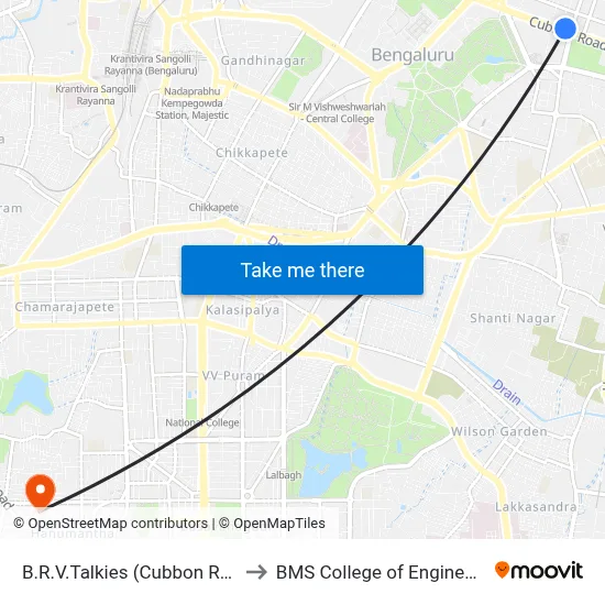 B.R.V.Talkies (Cubbon Road) to BMS College of Engineering map
